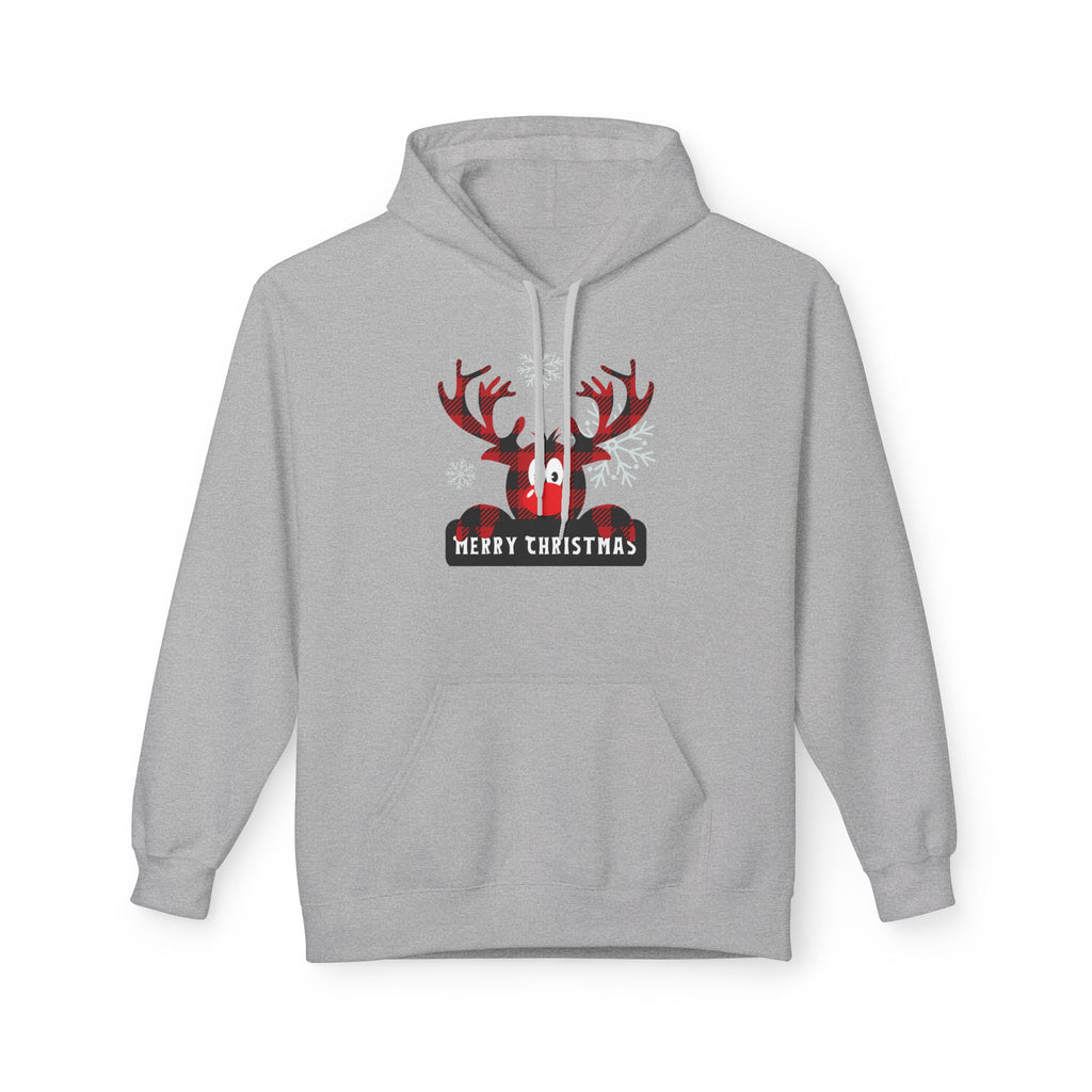 Christmas Reindeer Fleece Hoodie - Unisex, Cozy Winter Wear, Holiday Gift, Festive Apparel, Merry Christmas Hoodie
