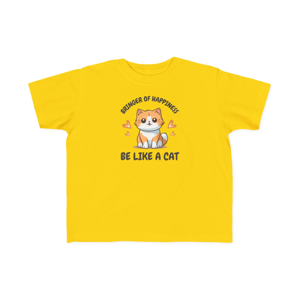 Toddler Cat-Inspired Tee - Celebrate Joy & Creativity, Cute Yellow Shirt, Gift for Kids, Funny Animal Apparel, Everyday Playwear
