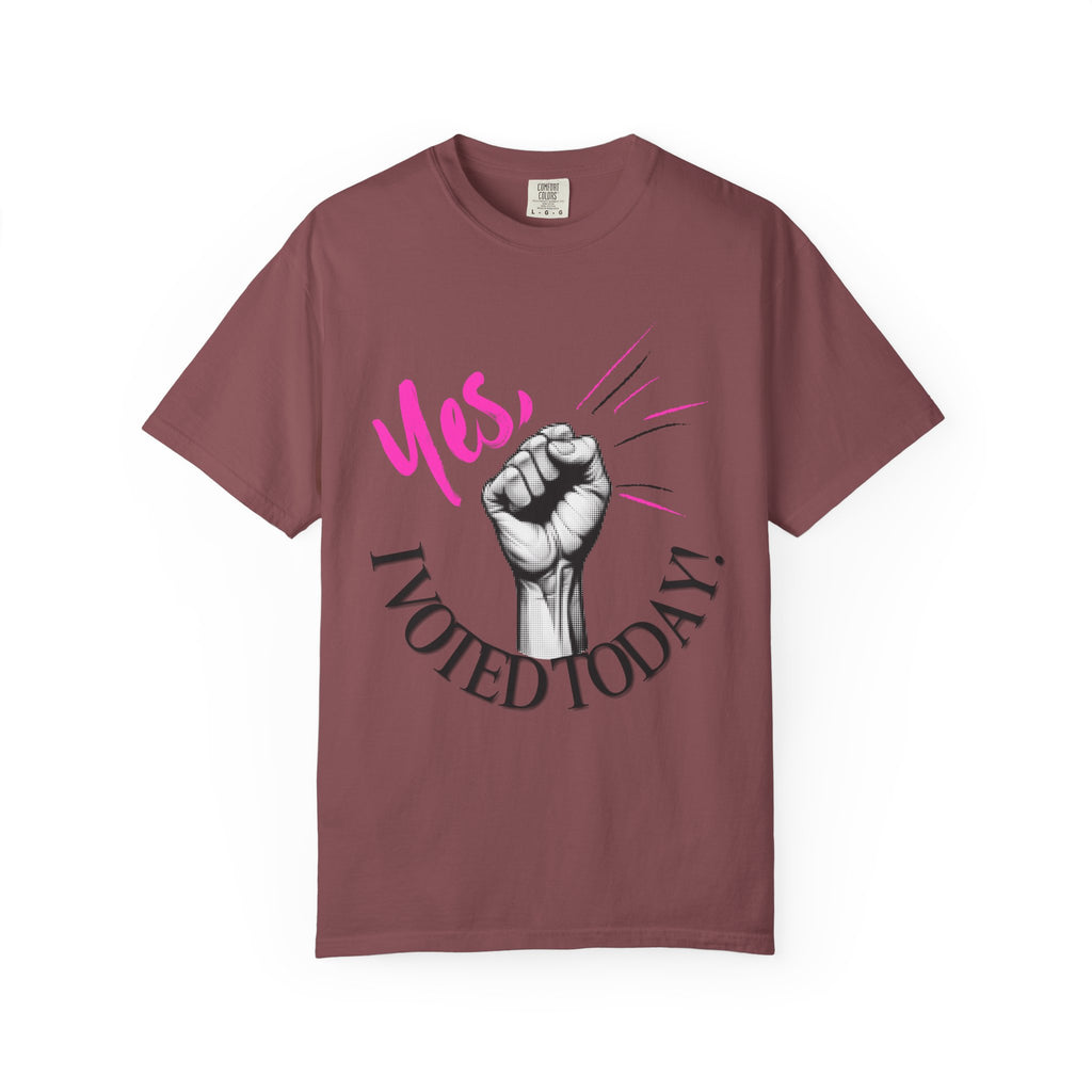Empowering Voting T-shirt, Yes I Voted Today Tee, Unisex Garment-Dyed Shirt, Election Day Apparel, Civic Engagement Top