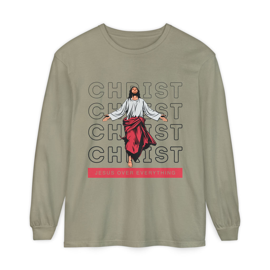Unisex Long Sleeve T-Shirt - Jesus Over Everything, Christian Apparel, Faith-Based Gift, Spiritual Wear, Gospel Fashion