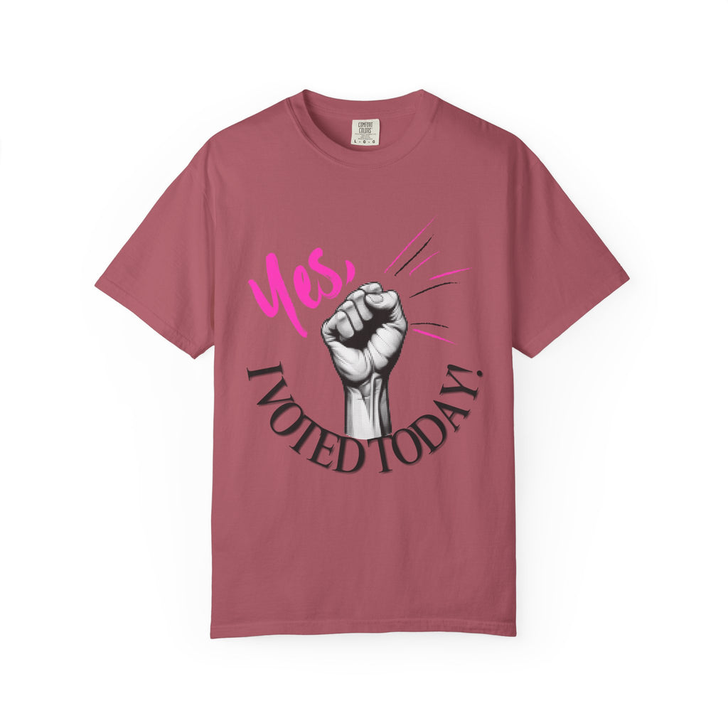 Empowering Voting T-shirt, Yes I Voted Today Tee, Unisex Garment-Dyed Shirt, Election Day Apparel, Civic Engagement Top