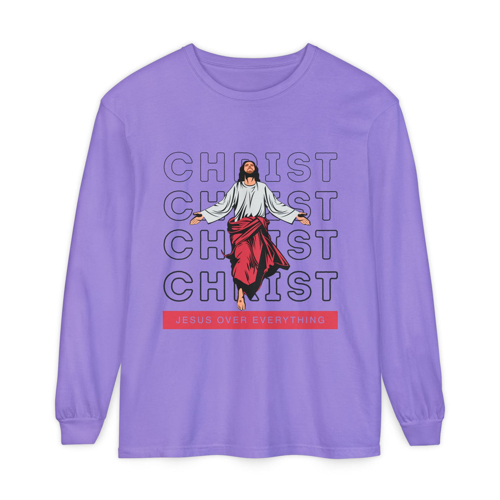Unisex Long Sleeve T-Shirt - Jesus Over Everything, Christian Apparel, Faith-Based Gift, Spiritual Wear, Gospel Fashion