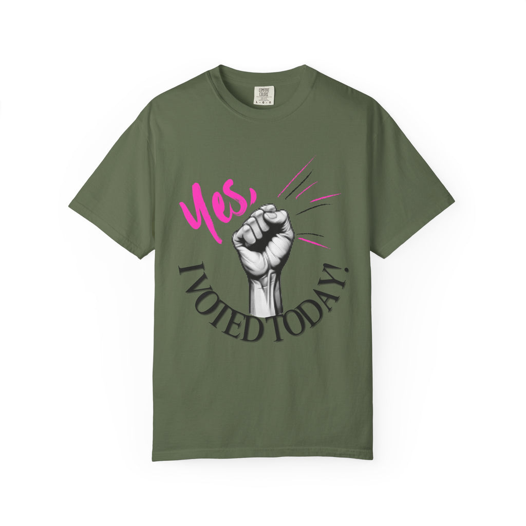 Empowering Voting T-shirt, Yes I Voted Today Tee, Unisex Garment-Dyed Shirt, Election Day Apparel, Civic Engagement Top