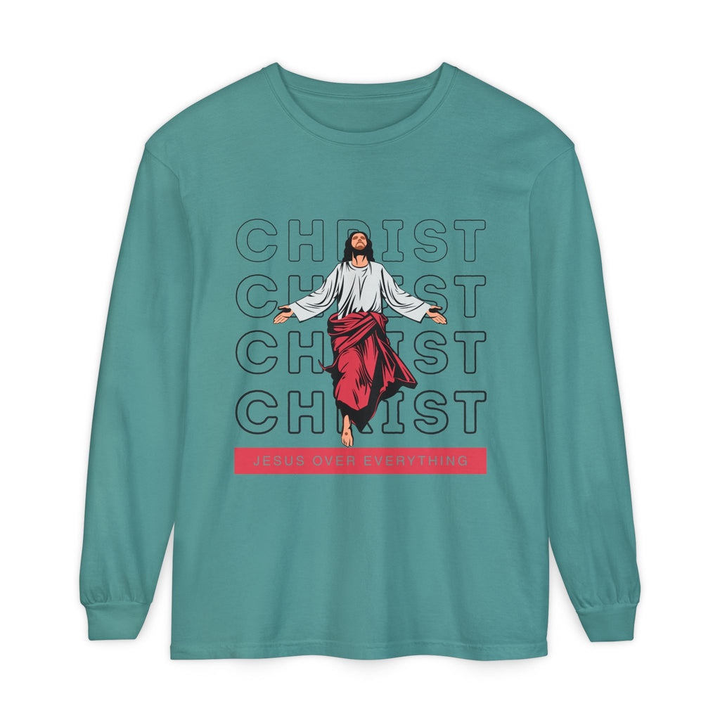 Unisex Long Sleeve T-Shirt - Jesus Over Everything, Christian Apparel, Faith-Based Gift, Spiritual Wear, Gospel Fashion